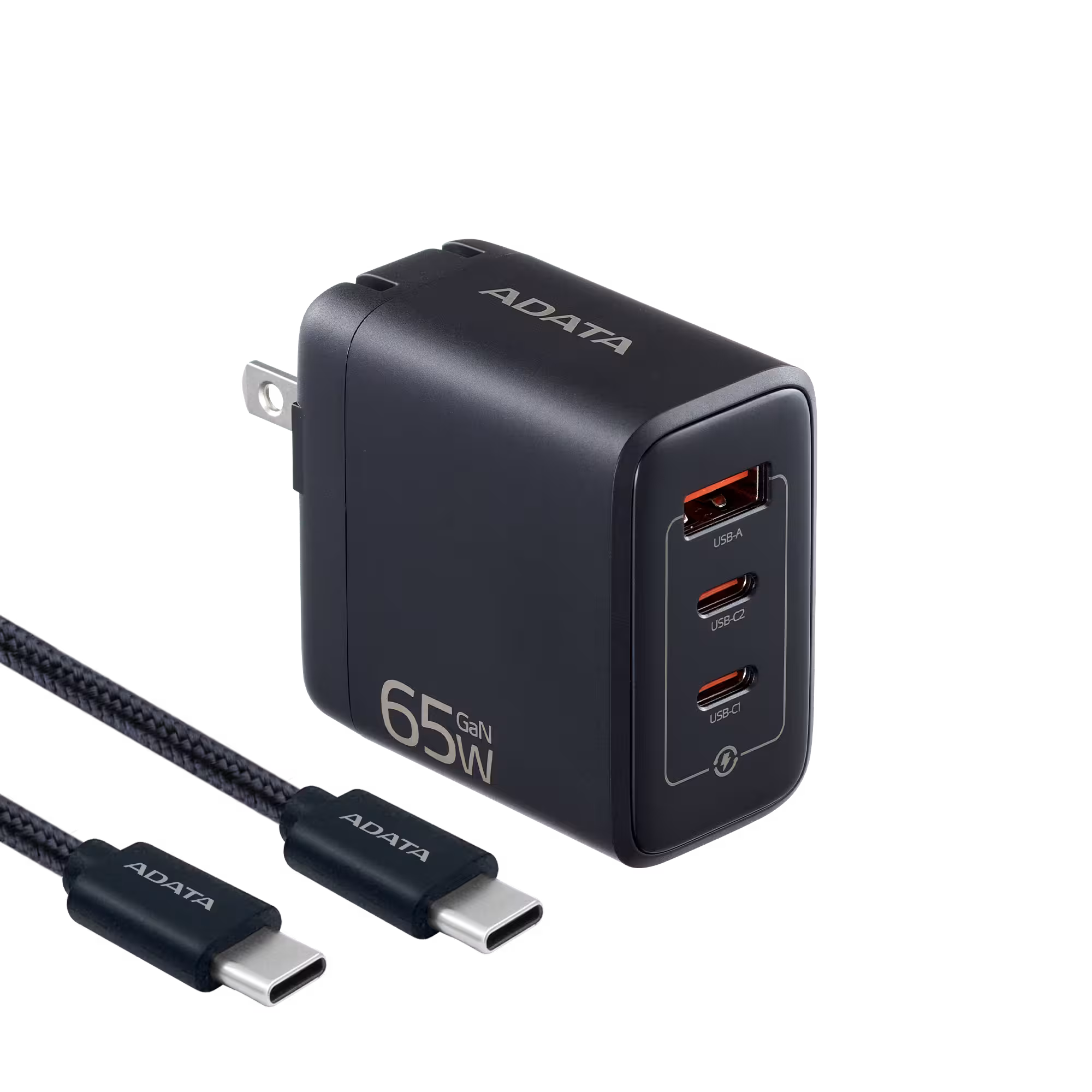 Cargador USB GaN de 65 W con cable USB-C de 2 m|100 W-#000000-2
