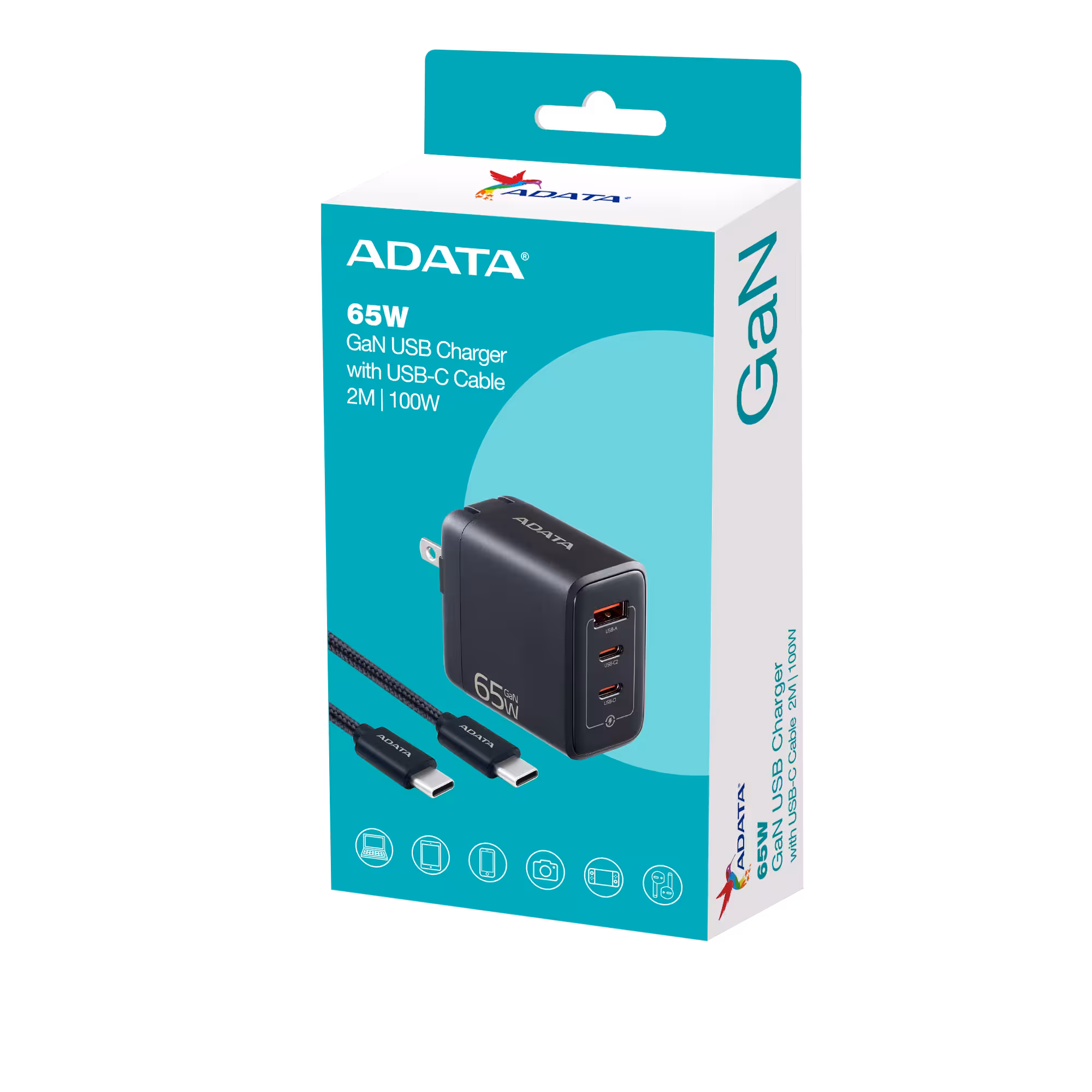 Cargador USB GaN de 65 W con cable USB-C de 2 m|100 W-#000000-9