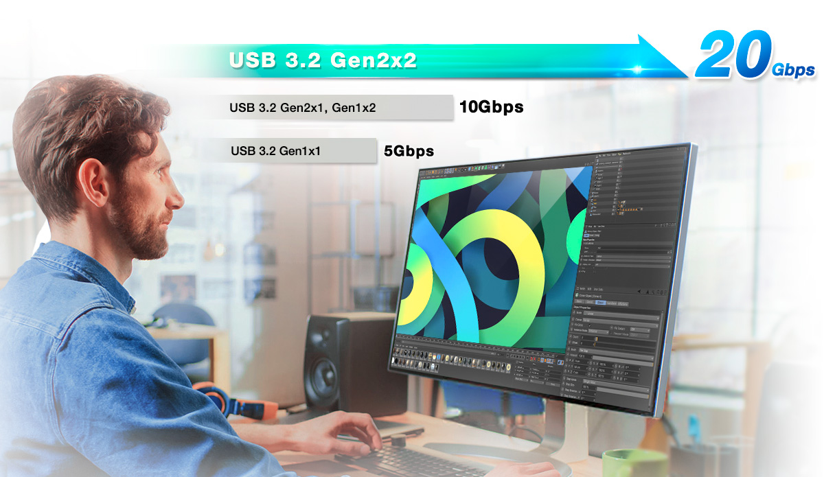 Supports USB 3.2 Gen2 x2 high-speed transmission