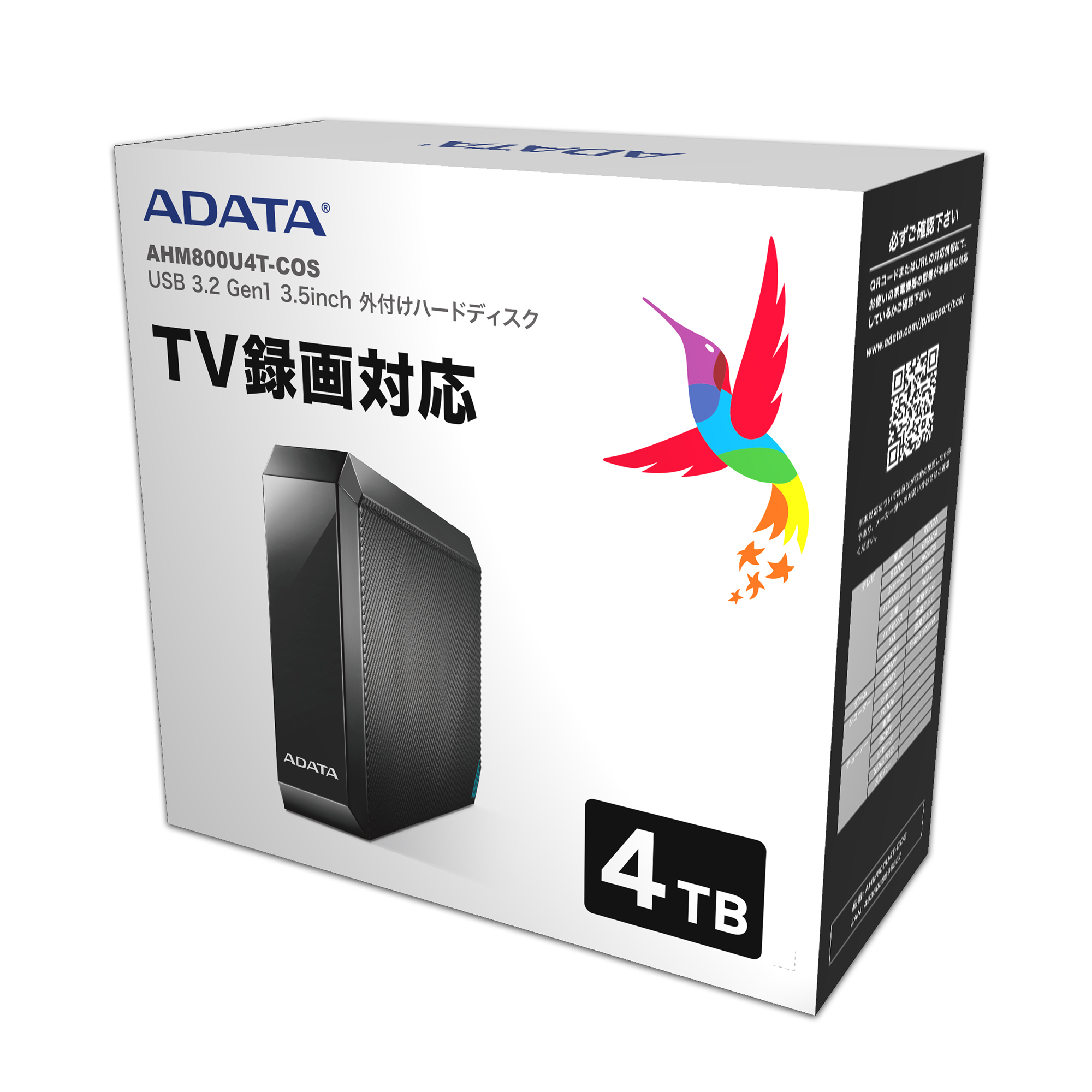 ADATA AHM800 U4T-COSA 外付け HDD TV 4TB-