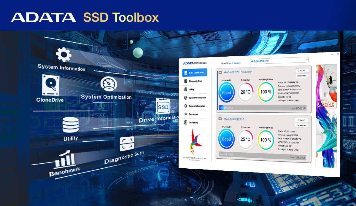 SSD Toolbox加值軟體  狀態即時掌控