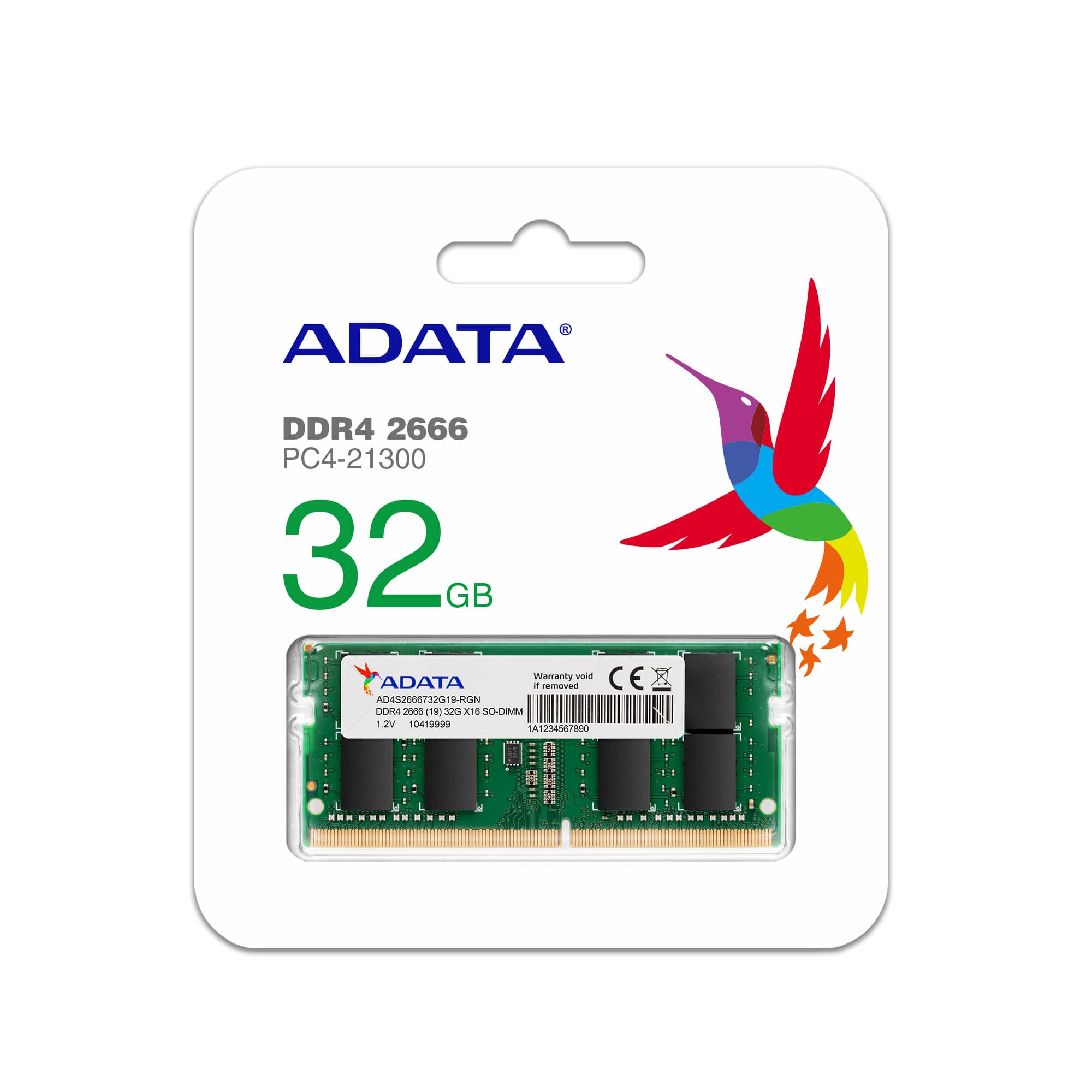 ADATA 4GB DDR4 2666 UDIMM,AD4U2666J4G19-S